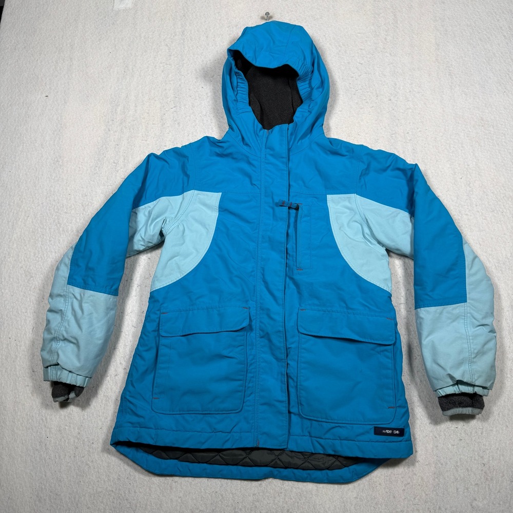 Lands End Squall Jacket Kids Medium 10-12 Blue Waterproof Hooded Parka 473718